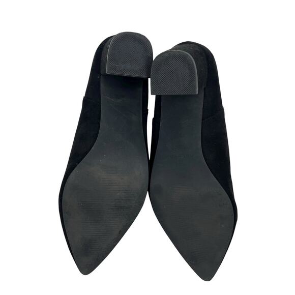 H by Halston Faux Suede Pointed Toe Block Heel Ankle Boots Black Size 7.5 - Picture 8 of 10